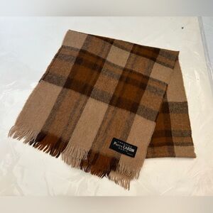 Pierre Cardin Tan and Brown Checkered Scarf